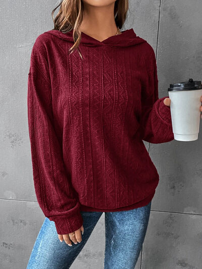 Textured Dropped Shoulder Hoodie