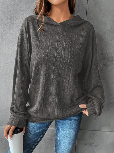 Textured Dropped Shoulder Hoodie