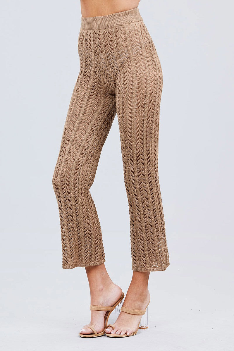 Flare Long Fishnet Sweater Pants