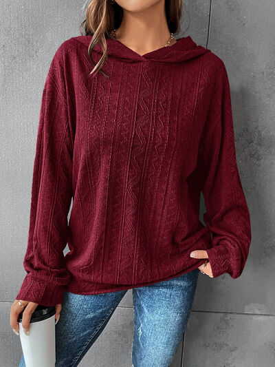 Textured Dropped Shoulder Hoodie