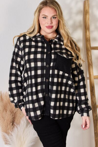 Hailey & Co Full Size Plaid Button Up Jacket