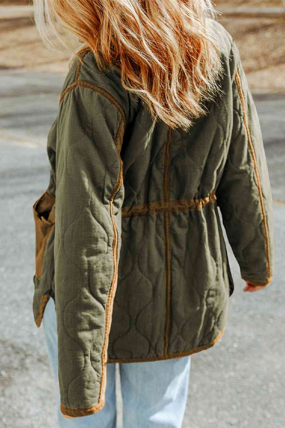 Drawstring Waist Zip-Up Jacket